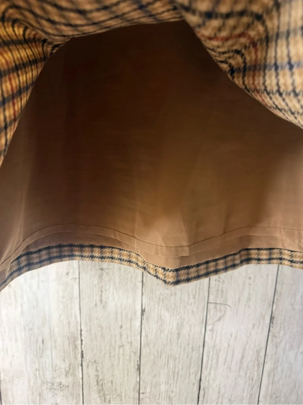 J. Crew Factory Wool Blend Mini Skirt Houndstooth Tan Plaid 20 Academia Preppy